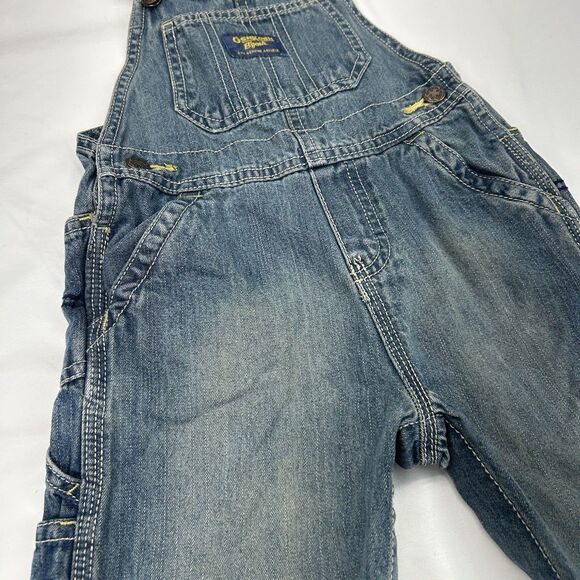 Oshkosh B’gosh Vestbak Blue Denim Overalls Size 24M Toddler Faded Snap - Picture 3 of 11